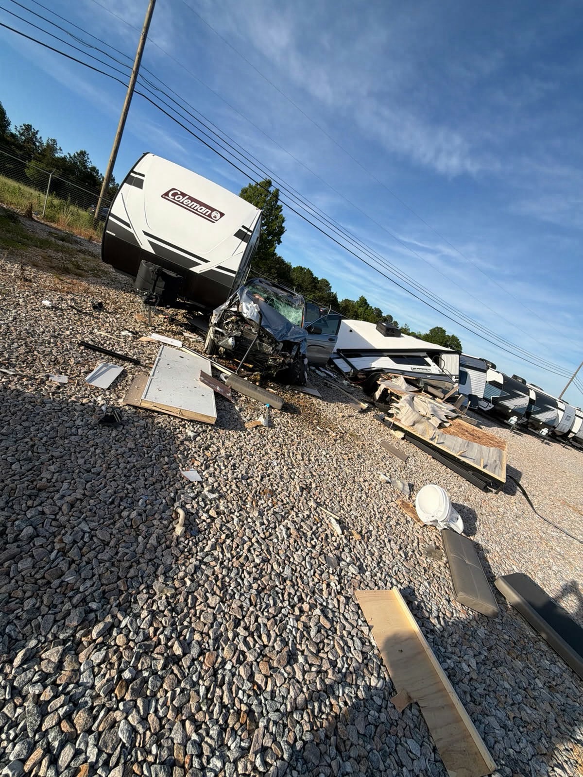 Crashed Rv Crash leaves multiple campers damaged at RV dealership in Lee County ...